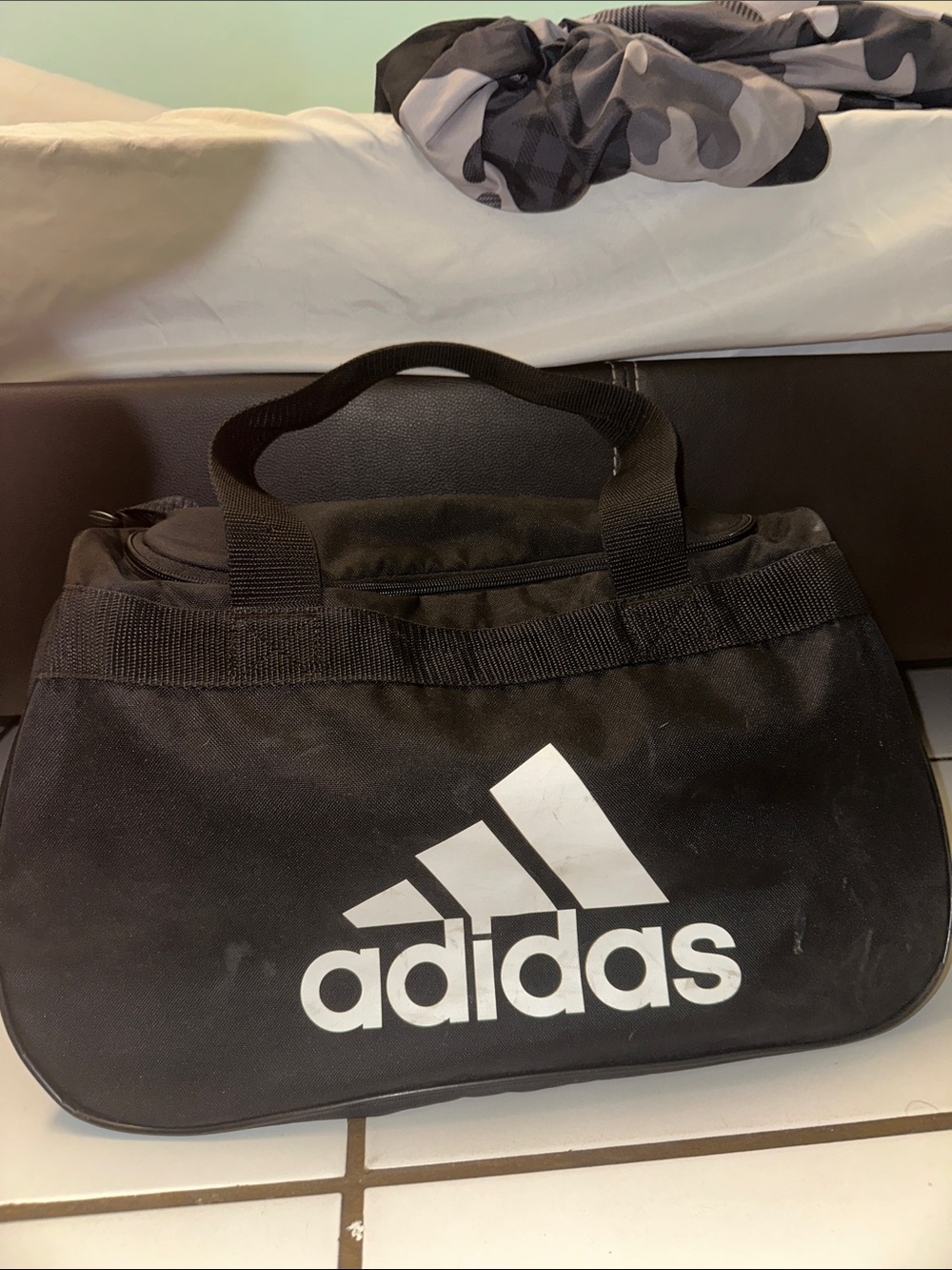 adidas Black Duffel Bag with White Logo
